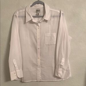 Chico's White Button Pocket Cotton Long Sleeve Lightweight Shirt Women’s Size 3